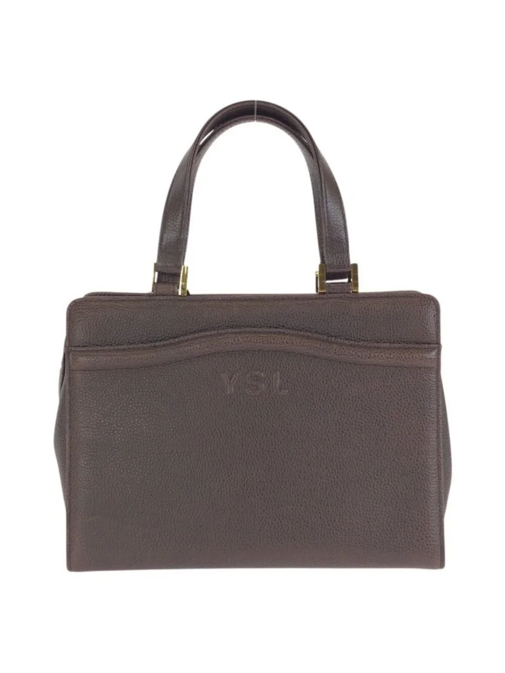 Saint Laurent Vintage YSL Brown Gold Leather Handbag